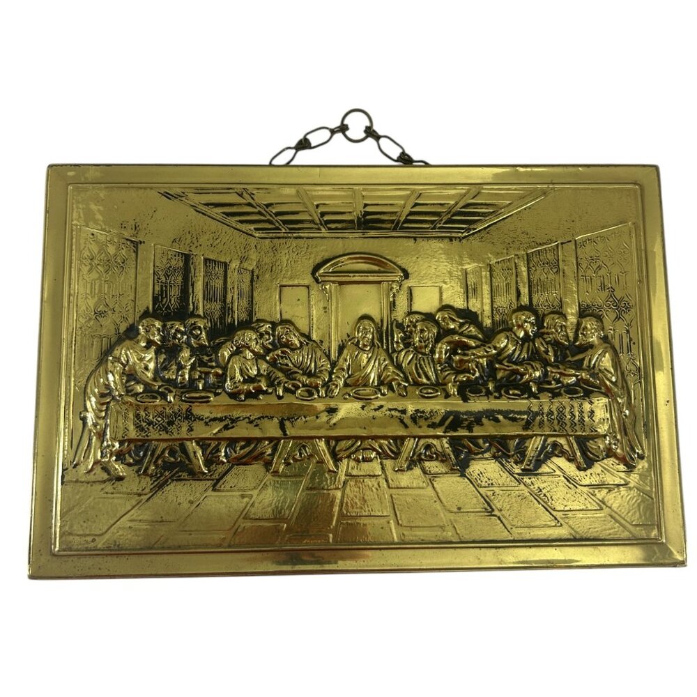 Vtg Elpec Brass Metal Relief Art Last Supper Wall Hanging Christian Religious